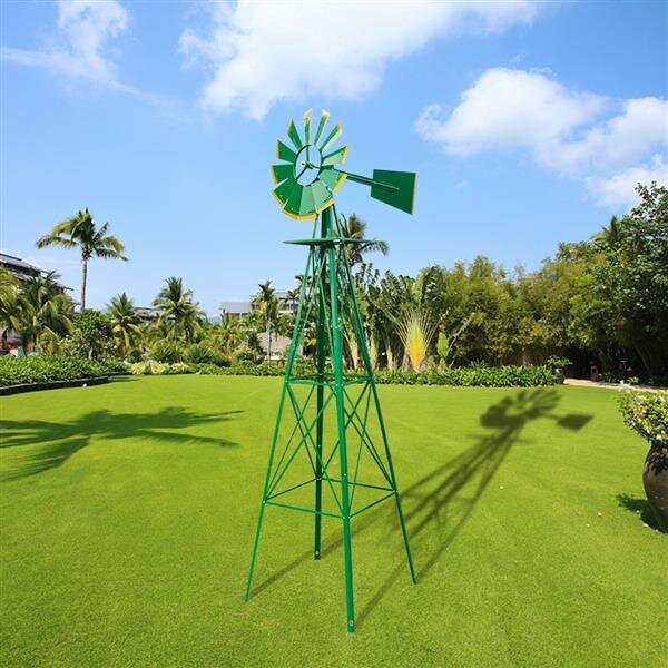 8FT Weather Resistant Yard Garden Windmill Green cover image