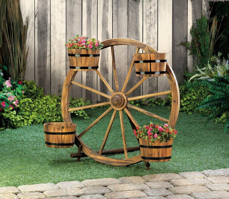 Wagon Wheel Barrel Planter Display cover image