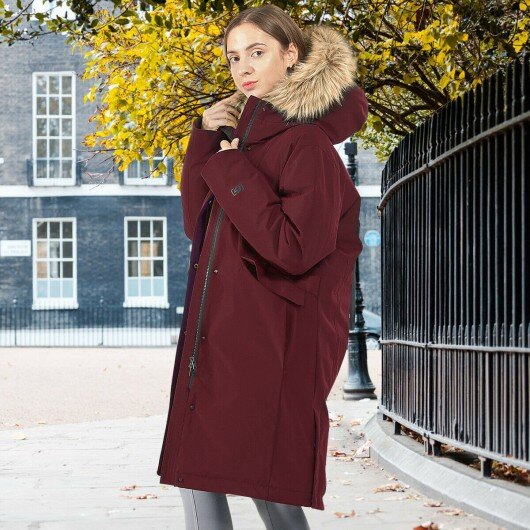 Women's Hooded Long Down Coat with Faux-fur Trim cover image