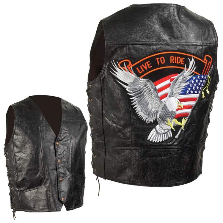 Diamond Plate™ Hand-Sewn Pebble Grain Genuine Leather Biker Vest cover image