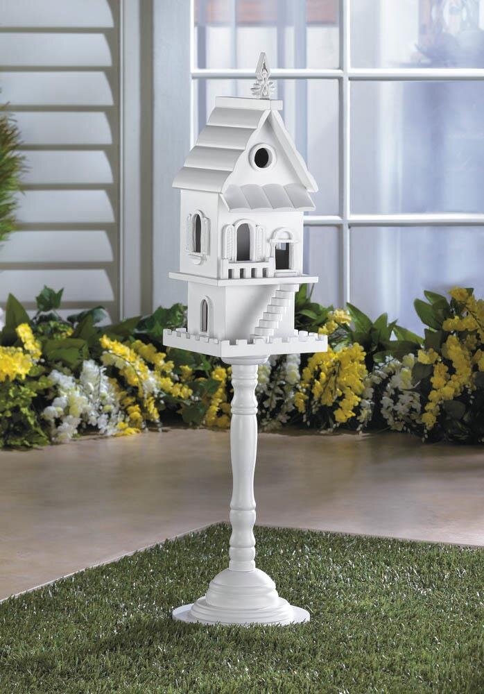 White Two Story Pedstal Bird House cover image
